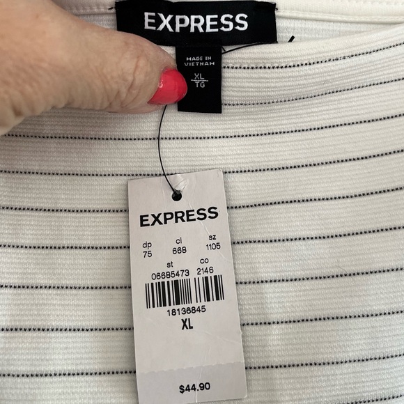 Express NWT cream with thin black stripe body suit. Waited to long to return - Picture 2 of 7